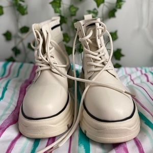 Lace-up Front Buckle Decor Chunky Boots